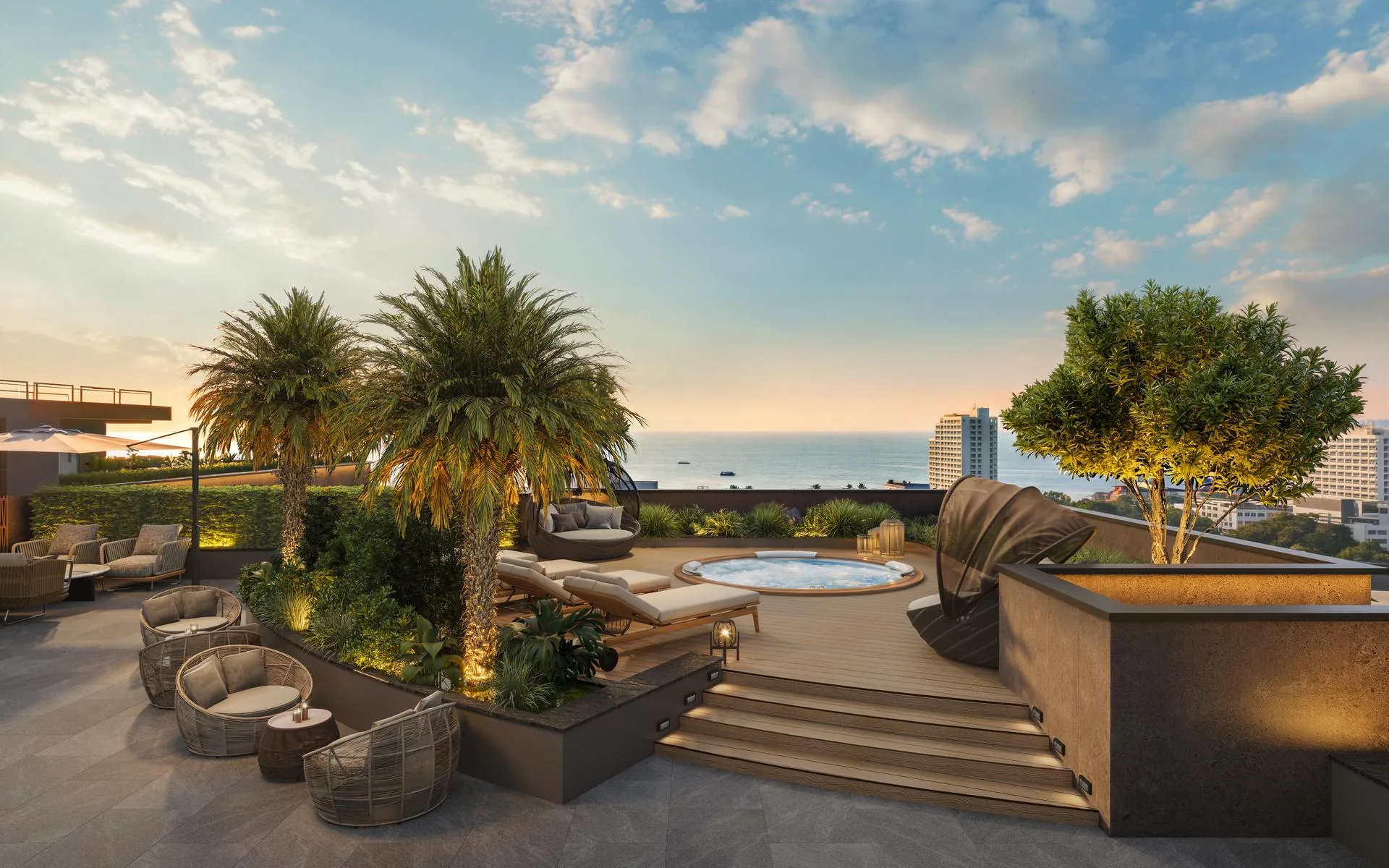 Rooftop и jacuzzi в LEVEL Pratumnak